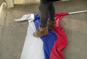 Russian Flag Under Armenian Protester`s Feet  - NO COMMENT